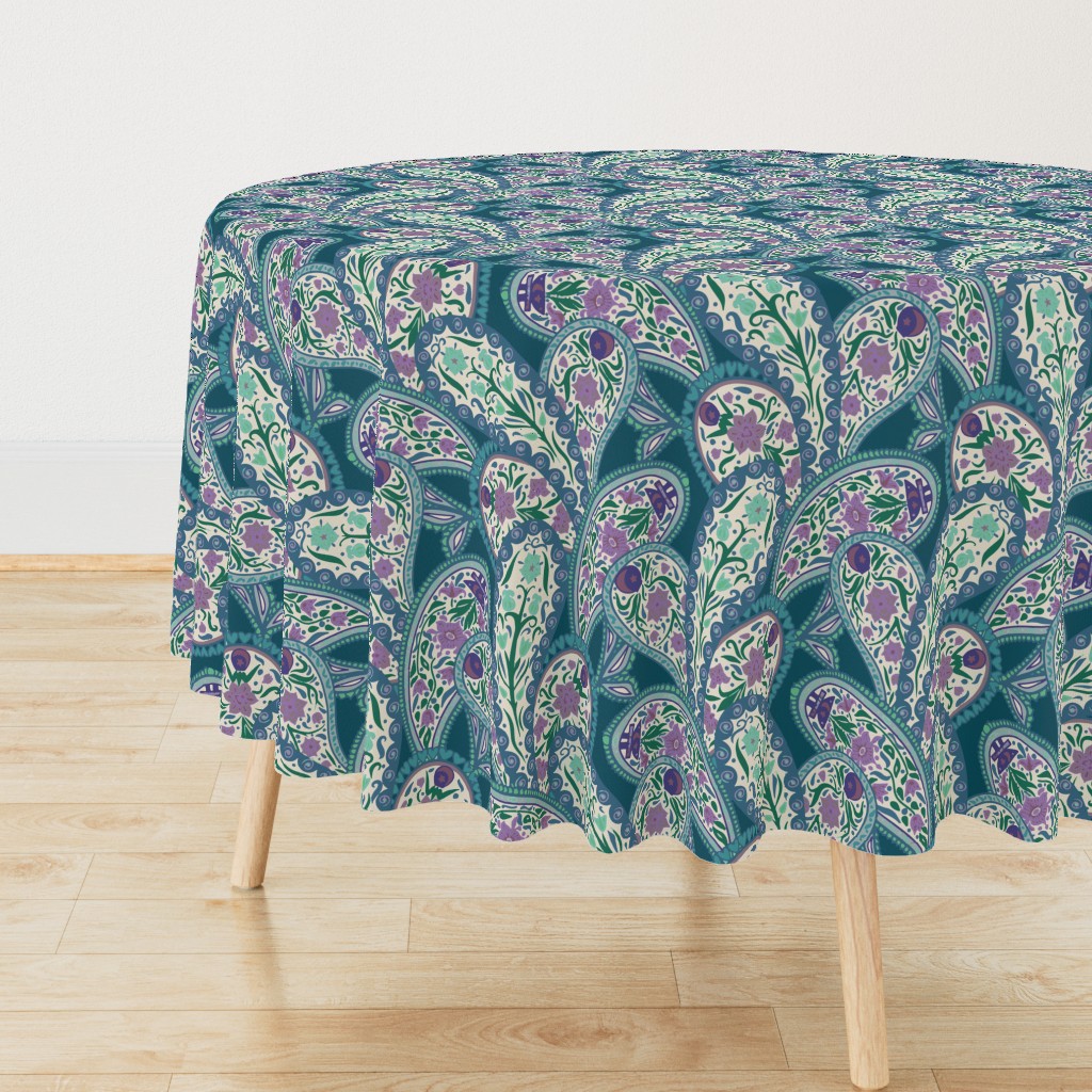 Paisleys - Jade Round Tablecloth